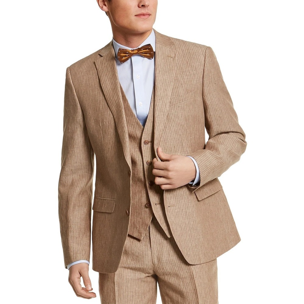 Bar III Linen Blazer Tan 40S Slim Fit Summer Sport Coat Lightweight Men's Jacket